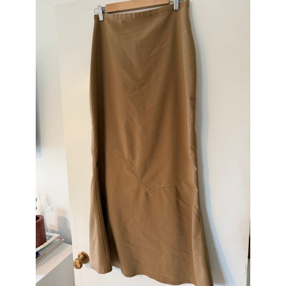 Vintage Degow Designs Camel Maxi Skirt Minimal Slip Bias Cut ✨ - Picture 6 of 9